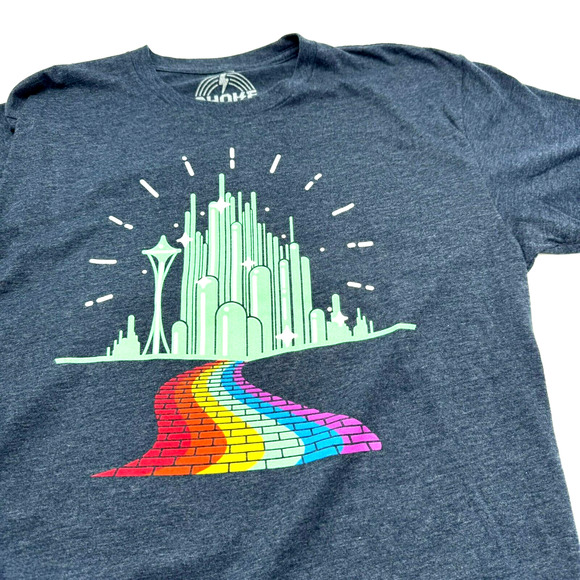 CHOKE Medium Blue Wizard of Oz t-shirt tee Wicked Emerald City Rainbow Pride - Picture 5 of 7